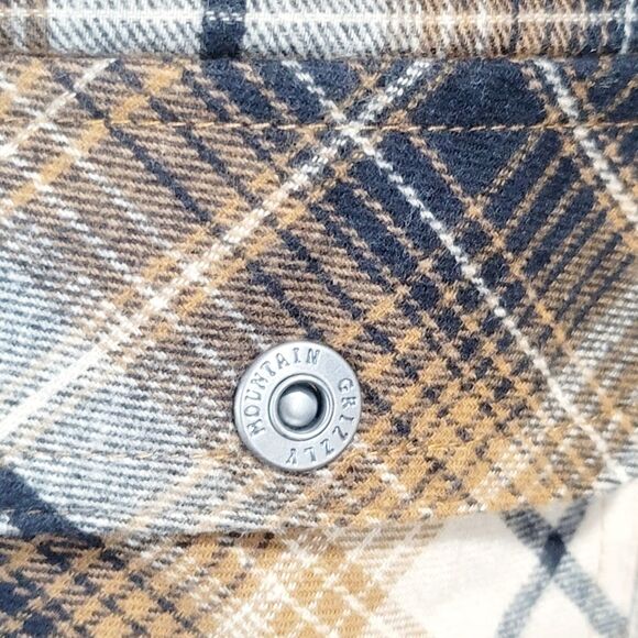 Grizzly Mountain Men's M Sherpa Lined Flannel Shirt Jacket Shacket Brown Plaid - Picture 10 of 16